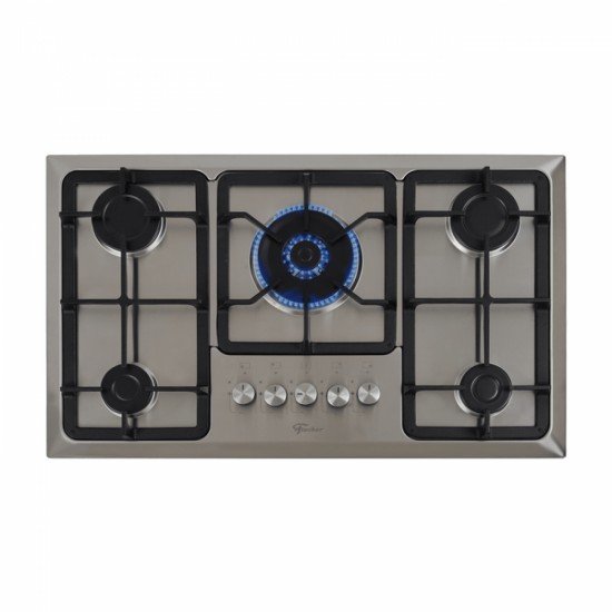 FOGAO COOKTOP FISCHER 5 BOCAS TRIPLA CHAMA A GAS MESA INOX