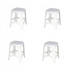 KIT 4 UNI DE BANQUETA NITERÓI EM POLIPROPILENO BRANCO TRAMONTINA