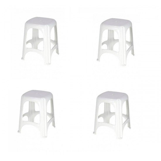 KIT 4 UNI DE BANQUETA NITERÓI EM POLIPROPILENO BRANCO TRAMONTINA