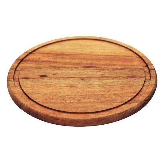 TABUA DE MADEIRA MUIRACATIARA CIRCULAR PARA CHURRASCO ENVERNIZADA TRAMONTINA