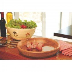 GAMELA DE MADEIRA MUIRACATIARA REDONDA PARA SALADA CHURRASCO ENVERNIZADA TRAMONTINA