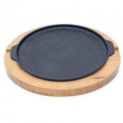 CONJUNTO DE TABUA DE MAD MUIRACATIARA E GRILL DE FERRO REDONDO COM ALCA P  CHUR ENV 2 PC TRAMONTINA