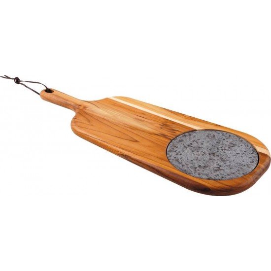TÁBUA PARA QUEIJOS TRAMONTINA PROVENCE EM TECA COM CABO E PEDRA 48X19 CM