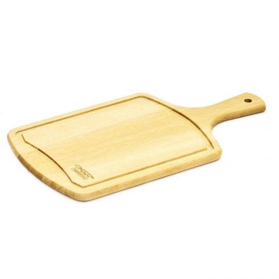 TABUA DE MADEIRA GOIABAO RETANGULAR COM CABO PARA CORTAR E SERVIR DELICATE NATURAL TRAMONTINA