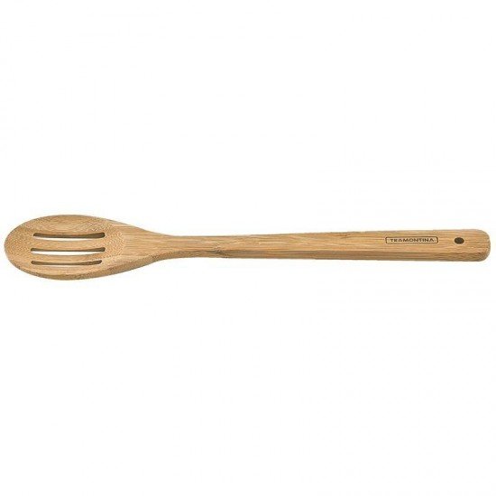 COLHER DE MADEIRA BAMBU COM PASSADOR PARA ALIMENTOS NATURAL TRAMONTINA