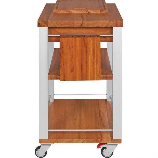 FSC CARRO DE CHURRASCO DE MADEIRA MUIRACATIARA COM LATERAIS DE ALUMINIO QUADRADO ENV TRAMONTINA