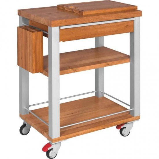 FSC CARRO DE CHURRASCO DE MADEIRA MUIRACATIARA COM LATERAIS DE ALUMINIO QUADRADO ENV TRAMONTINA