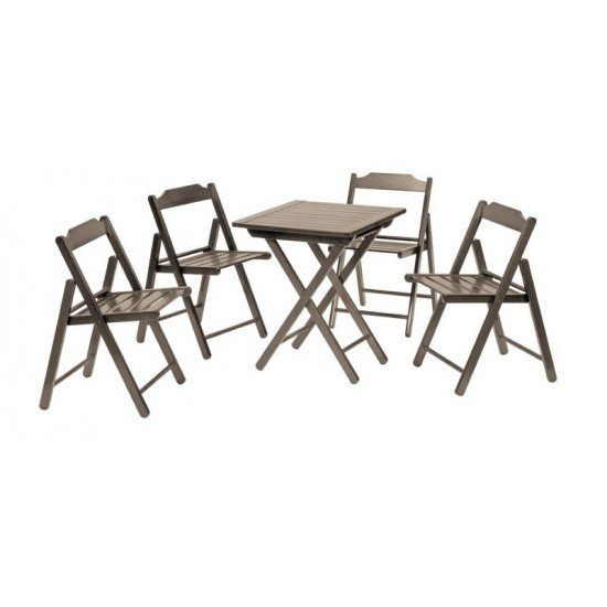 CONJUNTO DE CADEIRAS E MESA DE MADEIRA BEER DOBRAVEL EM MADEIRA TAUARI TABACO 5 PECAS TRAMONTINA