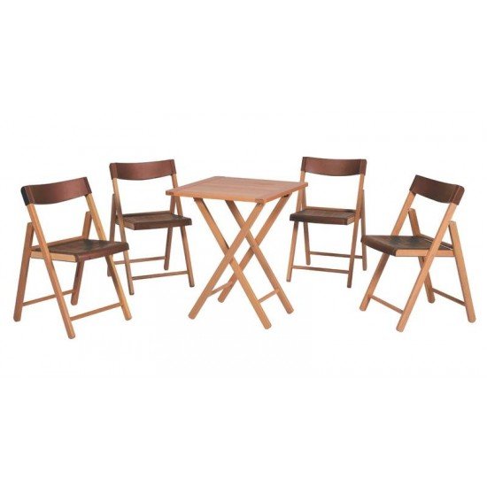 CONJ MESA E CADEIRAS POTENZA DOBRAVEL MADEIRA TAUARI ENVERNIZADA EPOLIPR MARROM 5 PECAS TRAMONTINA