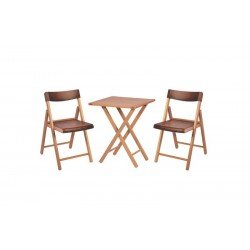 CONJ CADEIRAS MESA MADEIRA POTENZA DOBRAVEL MADEIRA TECA NATURAL EPOLIPR MARROM 3 PECAS TRAMONTINA