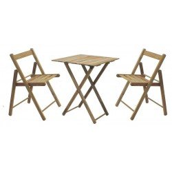 CONJUNTO MESA E CADEIRA DOBRAVEL LILLE 3 PCS TECA INCO TRAMONTINA