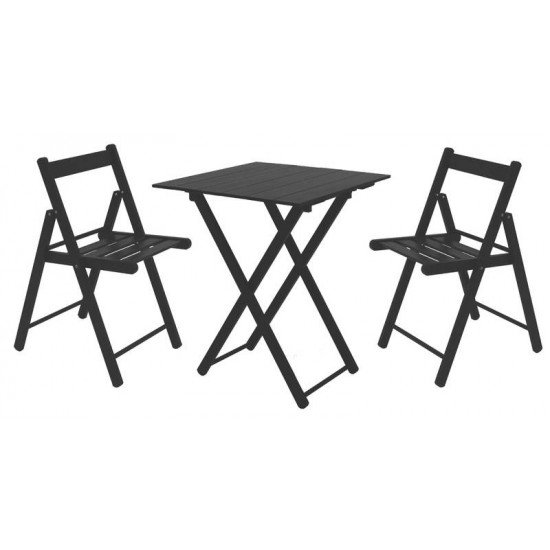 CONJUNTO MESA E CADEIRA DOBRAVEL LILLE 3 PCS TECA TABA TRAMONTINA