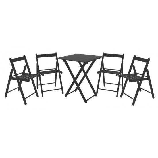CONJUNTO MESA E CADEIRA DOBRAVEL LILLE 5 PCS TECA TABA TRAMONTINA