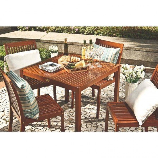 MESA DE MADEIRA JATOBA QUADRADA FITT ECO BLINDAGE 4 LUGARES TRAMONTINA