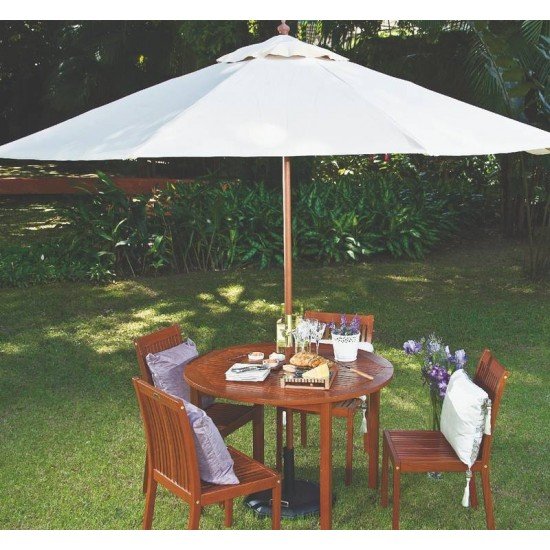 MESA REDONDA 4 LUGARES DE MADEIRA JATOBA NATURAL  FITT TRAMONTINA