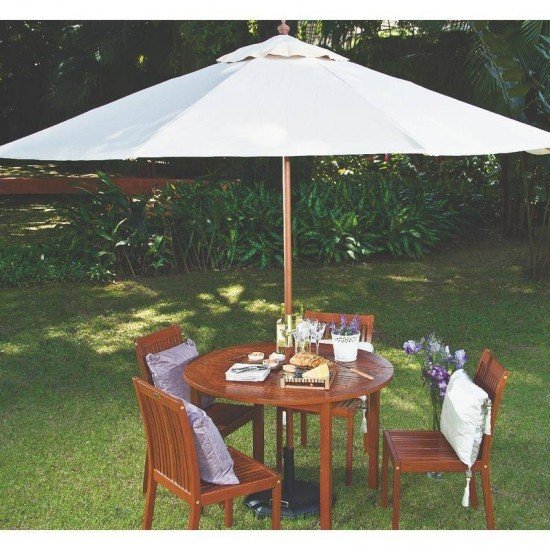 MESA DE MADEIRA JATOBA REDONDA FITT ECO BLINDAGE 4 LUGARES TRAMONTINA