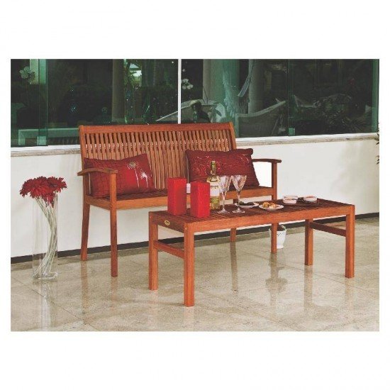 BANCO DE MADEIRA JATOBA RETANGULAR COM ENCOSTO FITT ECO BLINDAGE 3 LUGARES TRAMONTINA