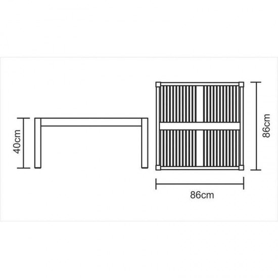 MESA DE CENTRO DE MADEIRA JATOBA QUADRADA TERRAZZO FITT ECO BLINDAGE 860X860X400MM TRAMONTINA