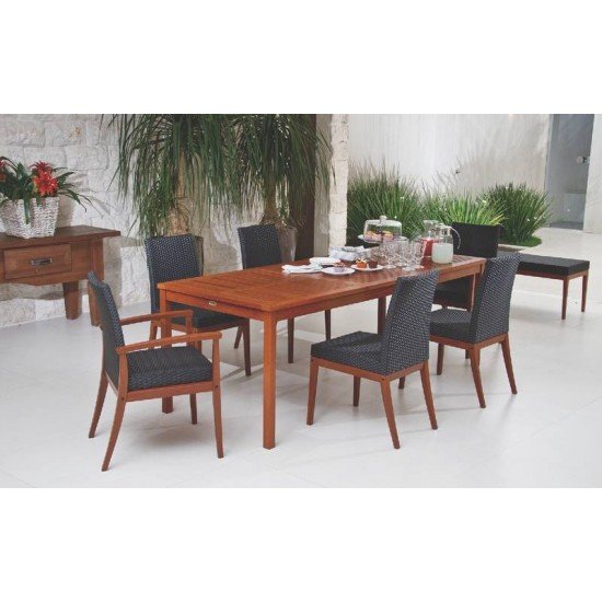 POLTRONA DE FIBRA PRETA E MADEIRA JATOBA ACABAM NATURAL TRAMONTINA