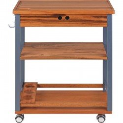 FSC CARRO DE CHURRASCO DE MADEIRA MUIRACATIARA ENVERNIZADO COM LATERAL TINGIDA COR CINZA TRAMONTINA