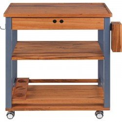 FSC CARRO DE CHURRASCO DE MADEIRA MUIRACATIARA ENVERNIZADO COM LATERAL TINGIDA COR CINZA TRAMONTINA