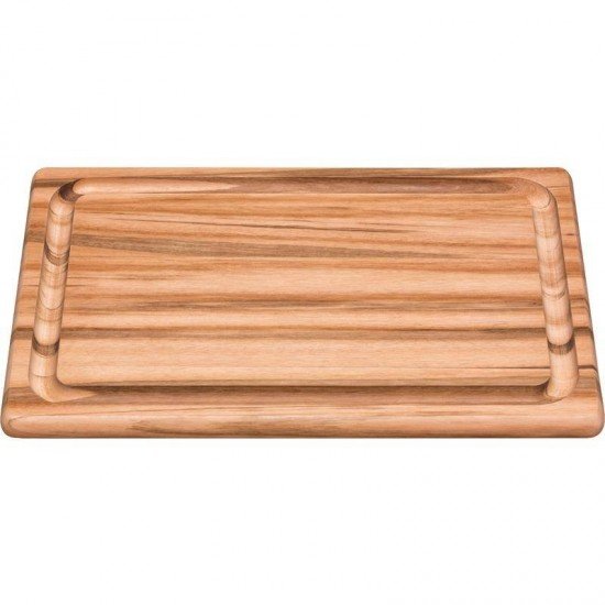 TABUA DE MADEIRA MUIRACATIARA RETANGULAR PARA CORTAR E SERVIR CHURRASCO ENVERNIZADA TRAMONTINA