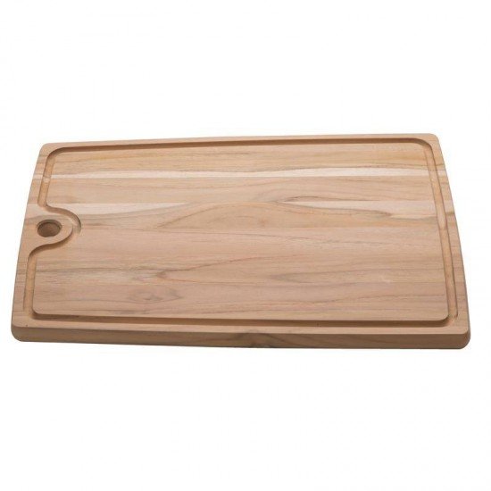 TABUA DE MADEIRA TECA RETANGULAR PARA CHURRASCO NATURAL 400X285X18 TRAMONTINA