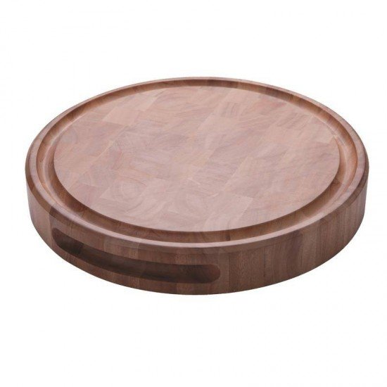 TÁBUA ESTAÇÃO DE CORTE REDONDA P CHUR EM MAD MOGNO AFRICANO COM ACAB ENV COM ALÇA 40 CM TRAMONTINA