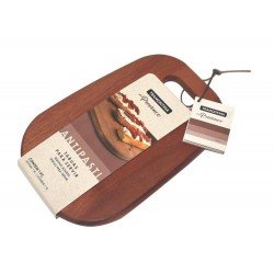 TABUA DE MADEIRA MOGNO AFRICANO RETN COM ALCA E TIRA EM COURO P ANTIPASTI ENV OLEO 300MM TRAMONTINA