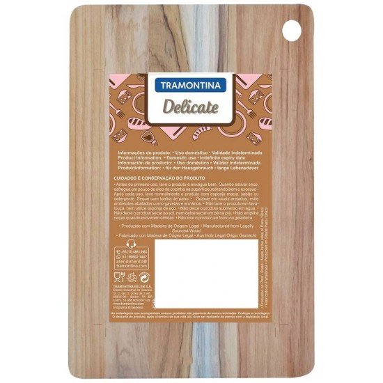 TÁBUA TRAMONTINA RETANGULAR ECONÔMICA EM MADEIRA TECA