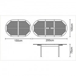 MESA DE MADEIRA JATOBA OVAL FITT ECO BLINDAGE 2000X1000X750 ECO BLINDAGE