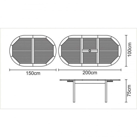 MESA DE MADEIRA JATOBA OVAL FITT ECO BLINDAGE 2000X1000X750 ECO BLINDAGE