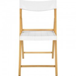 CADEIRA DE MADEIRA TAUARI COM ASSENTO E ENCOSTO EM PLASTICO BRANCO POTENZA ENVERNIZADO