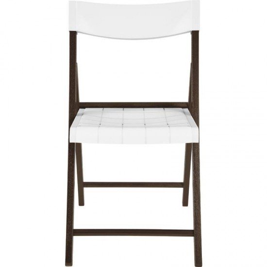 CADEIRA DE MADEIRA TAUARI COM ASSENTO E ENCOSTO EM PLASTICO BRANCO POTENZA ENV. TABACO