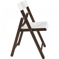 CADEIRA DE MADEIRA TAUARI COM ASSENTO E ENCOSTO EM PLASTICO BRANCO POTENZA ENV. TABACO