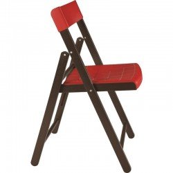 CADEIRA DE MADEIRA TAUARI COM ASSENTO E ENCOSTO EM PLASTICO VERMELHO POTENZA ENV. TABACO