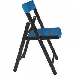 CADEIRA DE MADEIRA TAUARI COM ASSENTO E ENCOSTO EM PLASTICO AZUL POTENZA ENV. TABACO