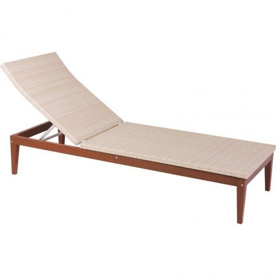 ESPREGUICADEIRA DE MADEIRA JATOBA COM ENCOSTO EM FIBRA BEGE TERRAZZO FIBRA NATURAL