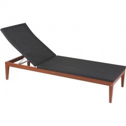 ESPREGUICADEIRA DE MADEIRA JATOBA COM ENCOSTO EM FIBRA PRETA TERRAZZO FIBRA ENVERNIZADO