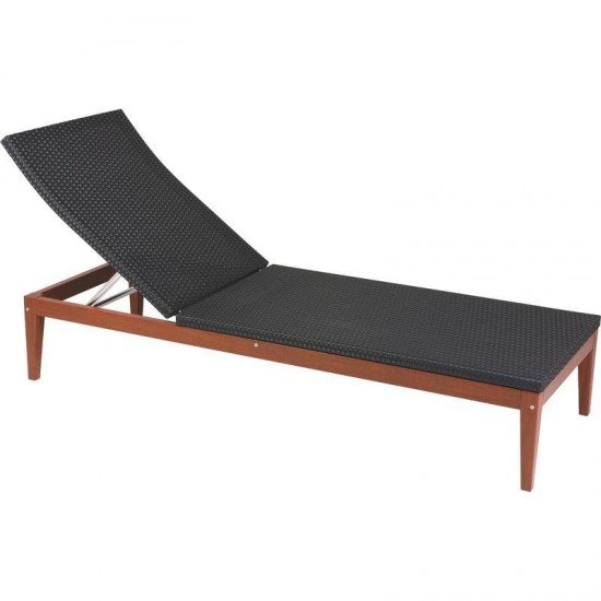 ESPREGUICADEIRA DE MADEIRA JATOBA COM ENCOSTO EM FIBRA PRETA TERRAZZO FIBRA ENVERNIZADO