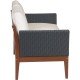 SOFA DE MADEIRA JATOBA COM ASS. E ENC. ESTOFADO E BRACO EM FIBRA PRETA TERRAZZO FIBRA NATURAL