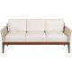 SOFA DE MADEIRA JATOBA COM ASS. E ENC. ESTOFADO E BRACO EM FIBRA BEGE TERRAZZO FIBRA ENV.