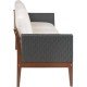 SOFA DE MADEIRA JATOBA COM ASS. E ENC. ESTOFADO E BRACO EM FIBRA PRETA TERRAZZO FIBRA NATURAL