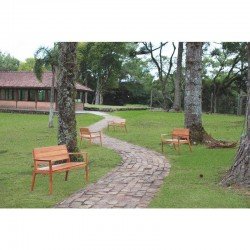 BANCO DE MADEIRA MUIRACATIARA RETANGULAR COM ENCOSTO E BRACO TOSCANA ECO CLEAR