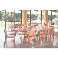 MESA DE MADEIRA MUIRACATIARA RETANGULAR TOSCANA ECO CLEAR 8 LUGARES 2588X100X750MM