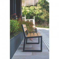 BANCO DE MADEIRA GARAPEIRA RETAN COM ENCOSTO COM BASE METALICA URBAN HIGHLINE ECO CLEAR TRAMONTINA