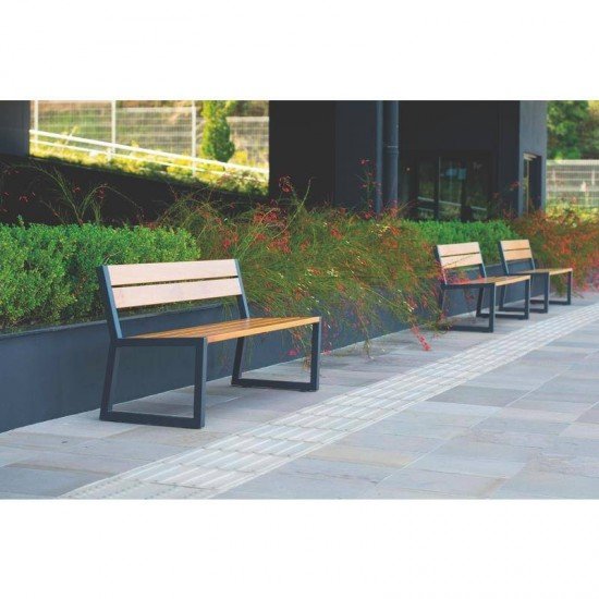 BANCO DE MADEIRA GARAPEIRA RETAN COM ENCOSTO COM BASE METALICA URBAN HIGHLINE ECO CLEAR TRAMONTINA