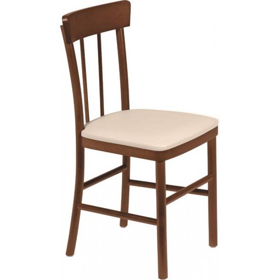 CADEIRA DE MADEIRA DANUBIO EM TAUARI AMENDOA SEM BRACOS COM ESTOFADO BEGE TRAMONTINA