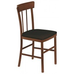 CADEIRA DE MADEIRA DANUBIO EM TAUARI AMENDOA SEM BRACOS COM ESTOFADO PRETO TRAMONTINA