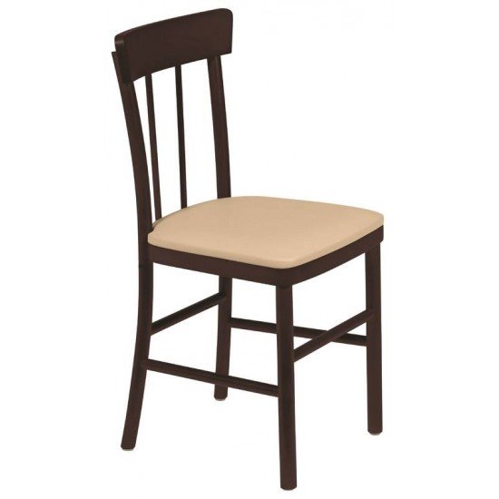 CADEIRA DE MADEIRA DANUBIO EM TAUARI TABACO SEM BRACOS COM ESTOFADO BEGE TRAMONTINA